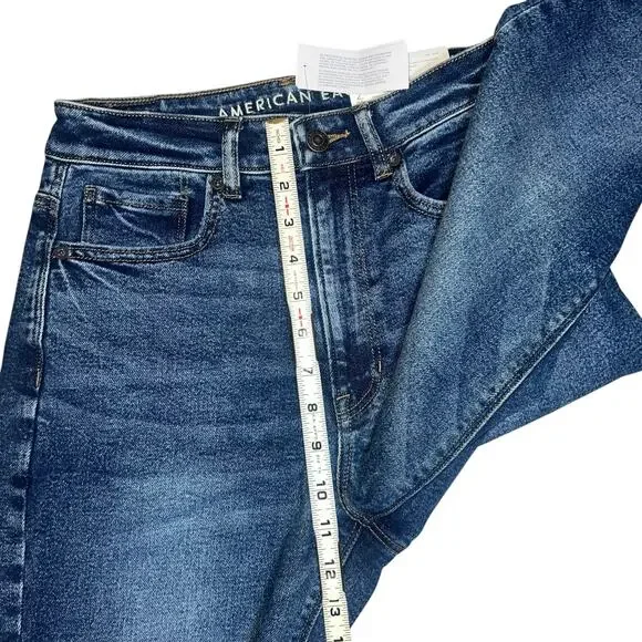American Eagle highest rise mom denim dark wash stretch distressed jeans 2 NEW - Picture 6 of 8